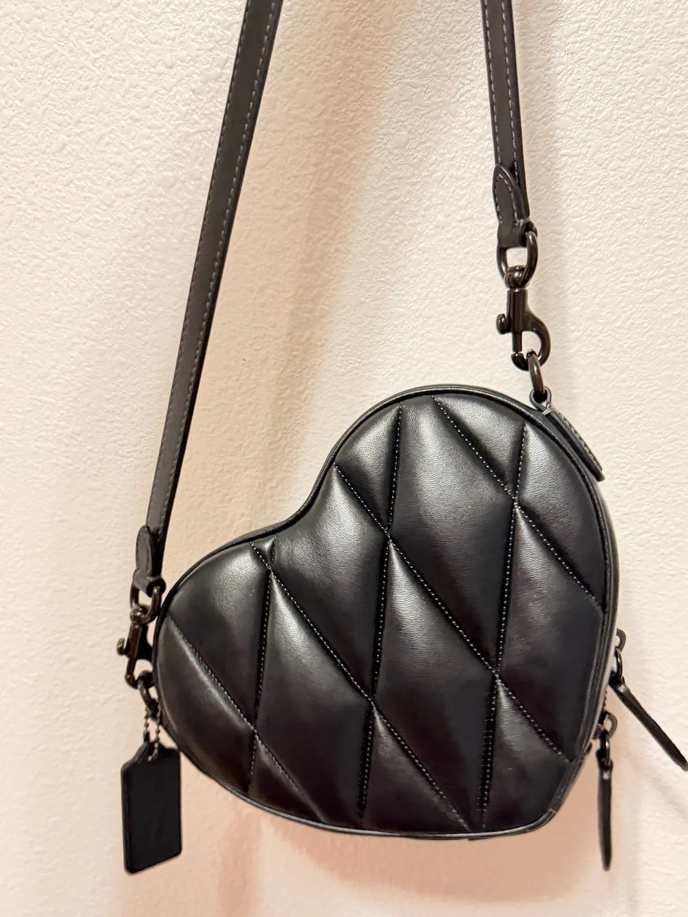 Coach Black Quilted Heart Crossbody Purse